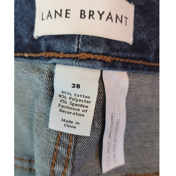 Lane Bryant Low Rise Boyfriend Distressed Plaid Inlay Jeans 28 NWT - Picture 5 of 6